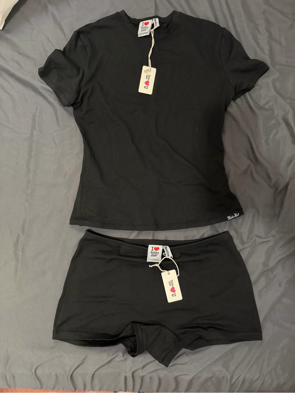 Hidden cult Black Tee and Boyshort Set